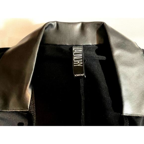 LAUNDRY BY SHELLI SEGAL BLACK L/S DRESS WITH FAUX LEATHER - Picture 4 of 13